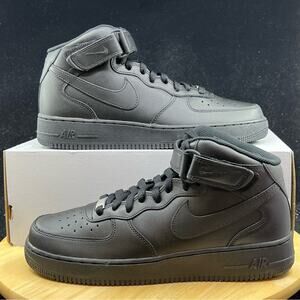 Men's Size 11 Nike Air Force 1 One Mid Triple Black Leather Original CW2289-001